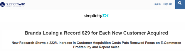 “8年時間里獲客成本上漲了222%” 美國商業<a href=http://www.czrsq.cn/zixun/ target=_blank class=infotextkey>資訊</a>報道截圖